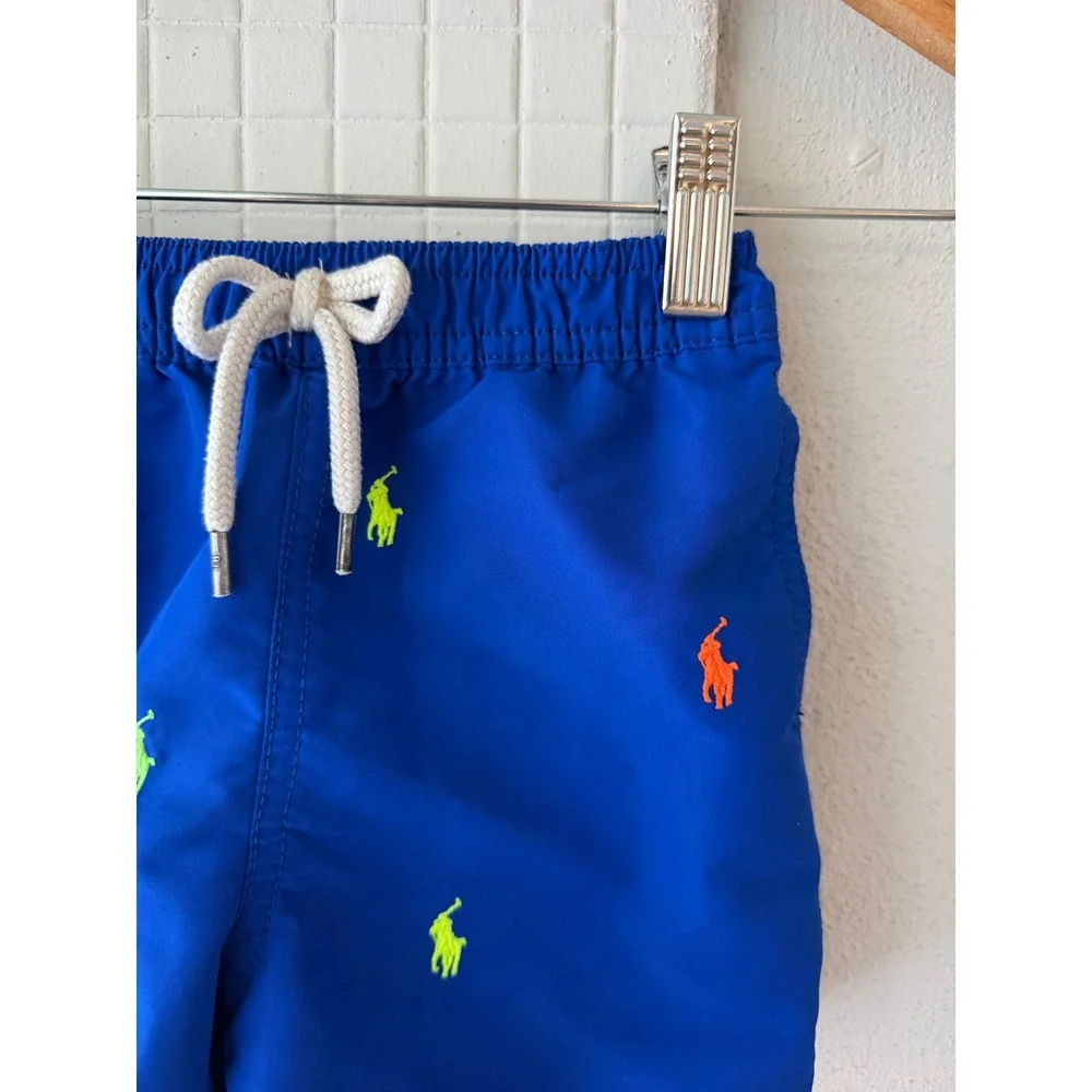 Polo Ralph Lauren Kids Royal Blue All Over Pony Swim Trunks 18-24M Mesh Lined
